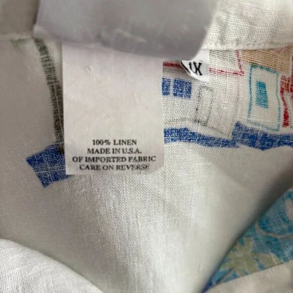 Short Sleeve Linen Blouse Hot Cotton Size 1X - Picture 4 of 5